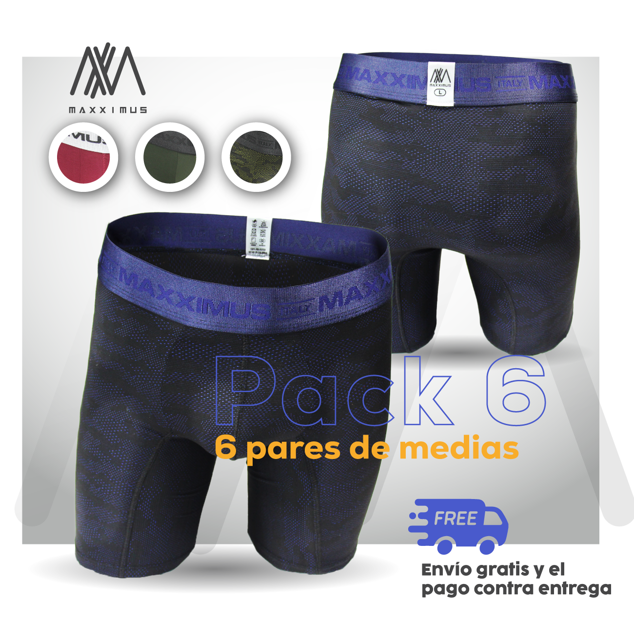 LLEVA 6 BOXER + 2 BOXER REGALO + 6 MEDIAS REGALO + ENVIO GRATIS