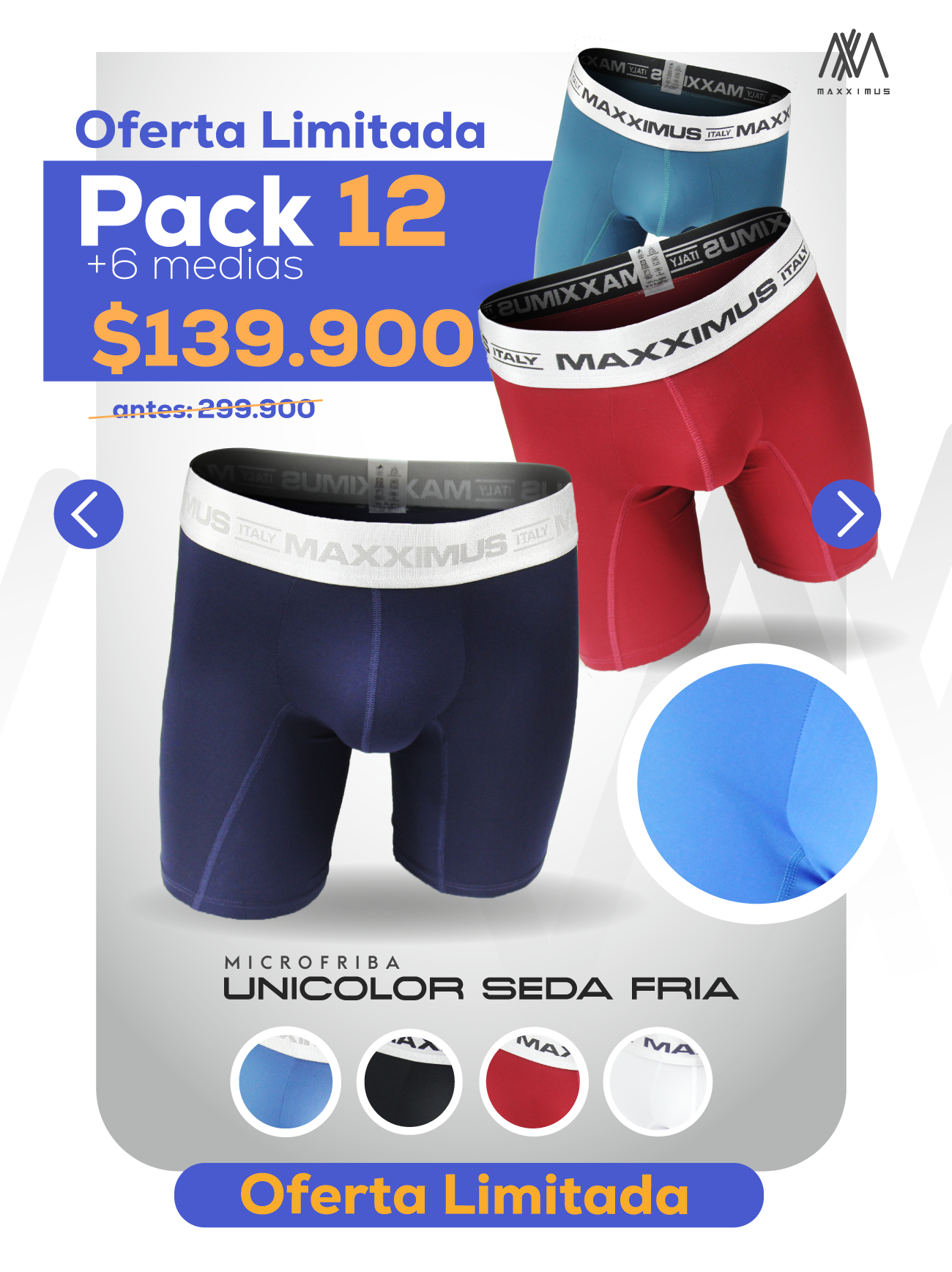 12 Boxer Microfibra Lycra Unicolor + REGALO!🎁