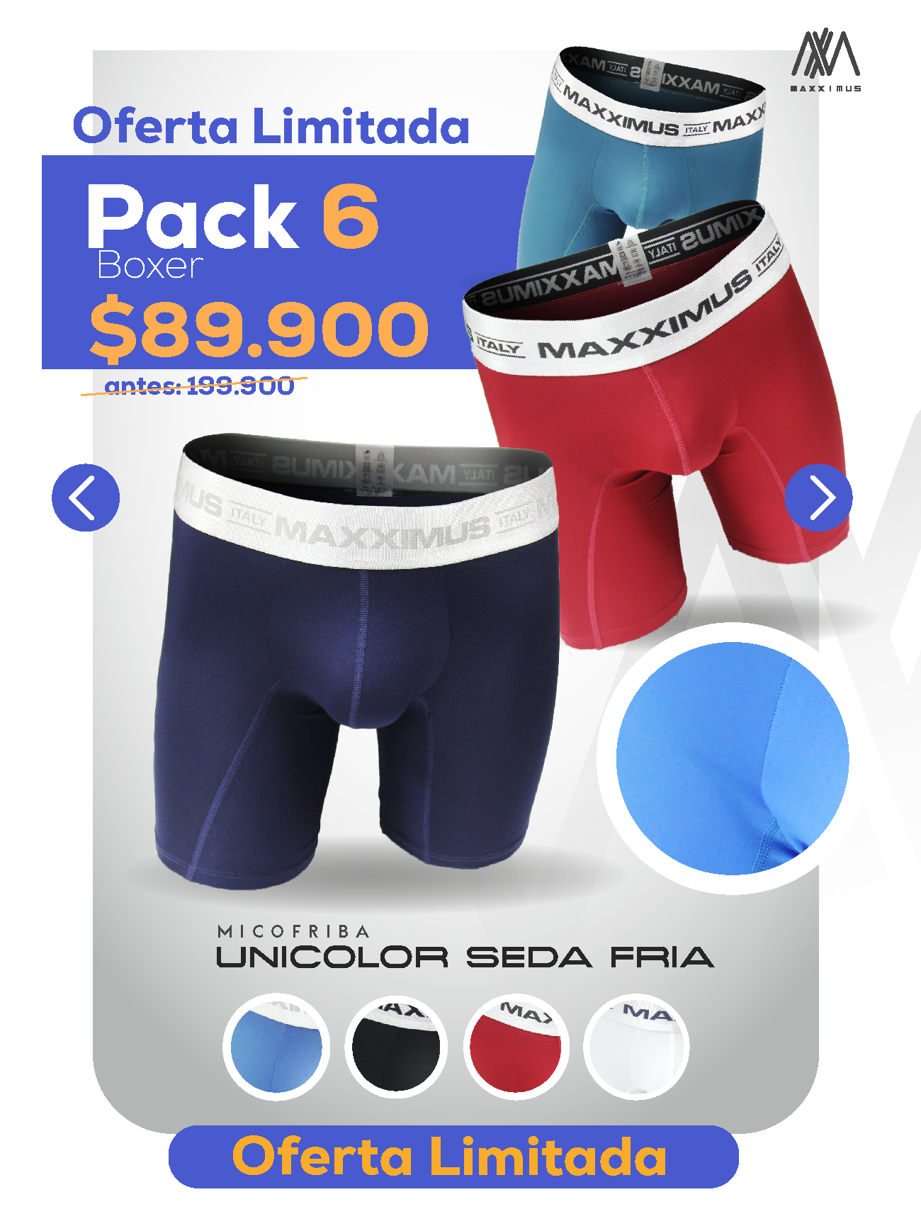 Pack x6 Boxer Microfibra Lycra Unicolor + REGALO!🎁