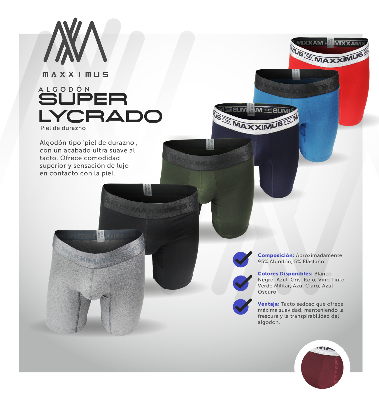 6  Boxer Algodón Lycra + 6 Pares de Medias!🎁
