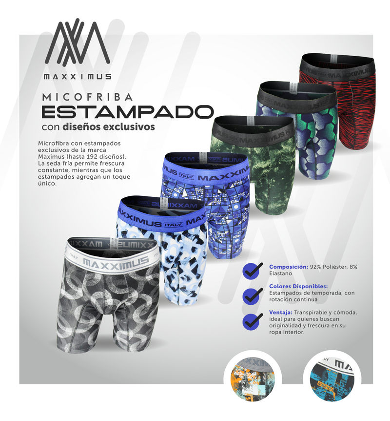 6 Boxer Microfibra Estampados  + REGALO!🎁