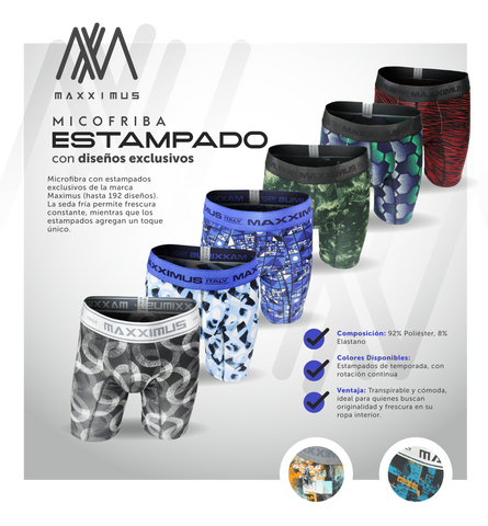 6 Boxer Microfibra Estampados TELA FRÍA + REGALO!🎁