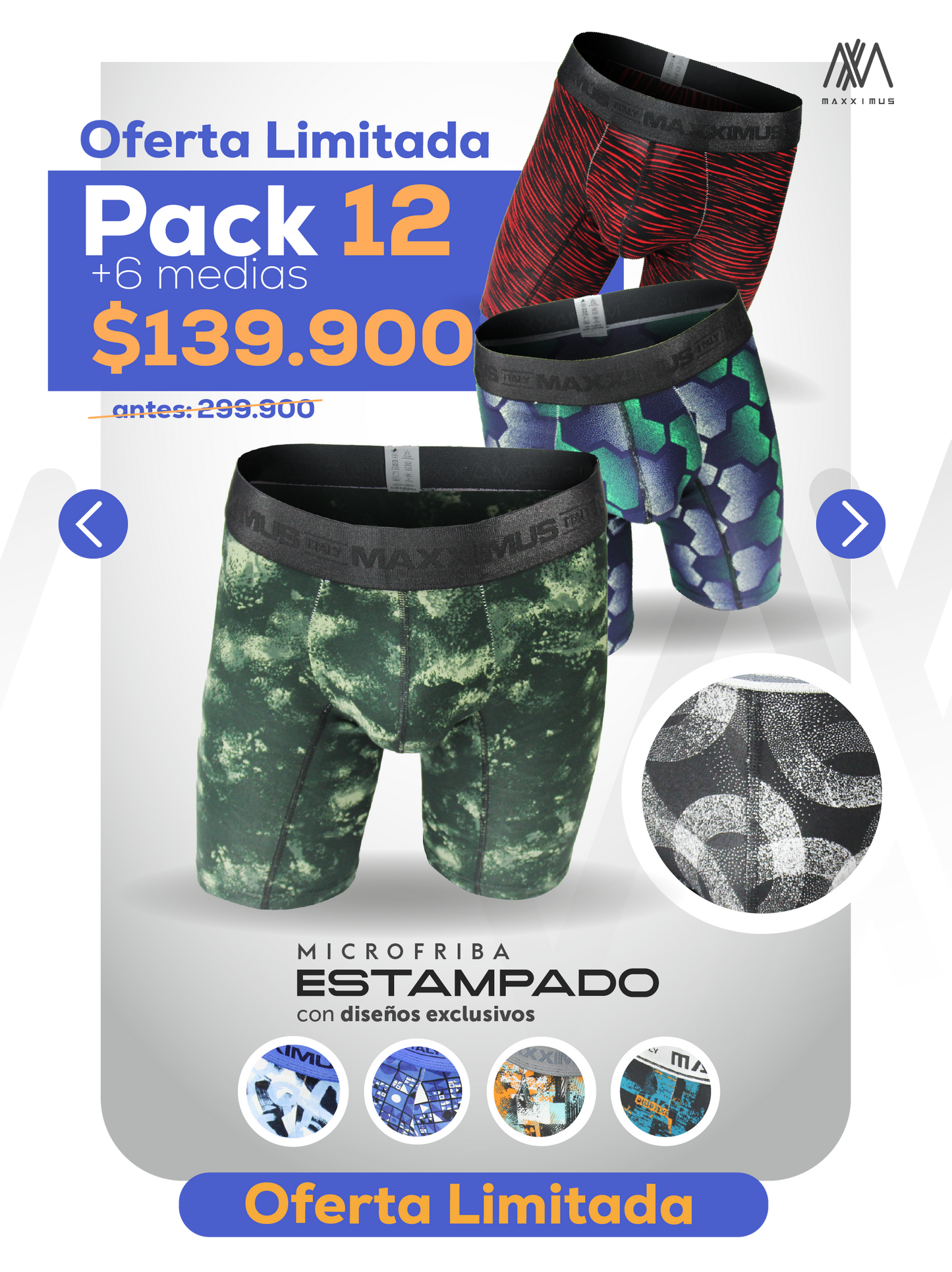 Pack x12 Boxer Microfibra Estampados + REGALO!🎁