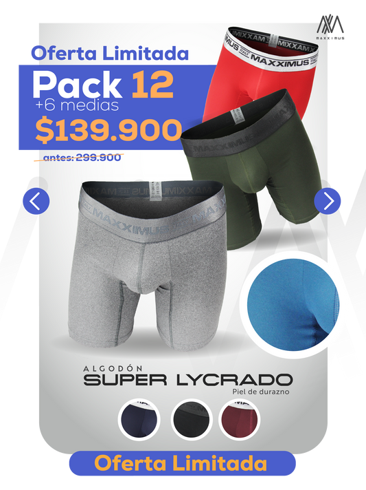 12 Boxer Microfibra Lycra MULTIDISEÑOS + REGALO!🎁